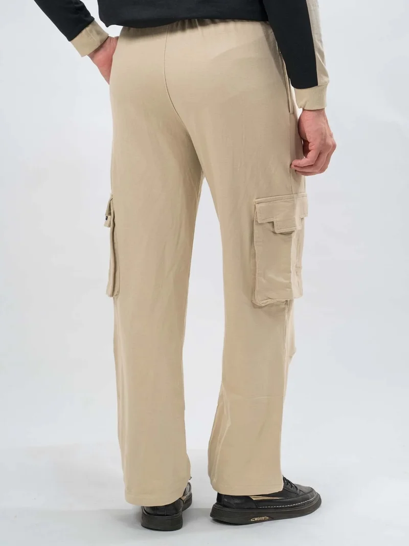 Maniac  Maniac Mens Solid Biscuit Cotton Fabric Cargo for Men | Best Price UAE